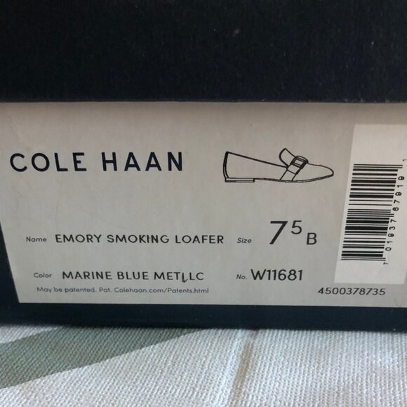 Cole Haan Marine Blue Emory Leather Smoking Loafers - Picture 7 of 7